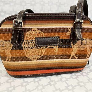 Claudia Jiuliano tapestry purse brown with zipper closure